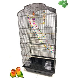 Mcage Large Portable Flight Bird Hanging Travel Cage with Toys and Ladder for Small Parrots Quaker Cockatiels Sun Parakeets Green Cheek Conures Aviary Finches Canary Budgies Lovebirds