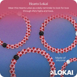 Lokai Silicone Beaded Bracelet for Women & Men, Hearts - Large, 7 Inch Circumference - Silicone Jewelry Fashion Bracelet Slides-On for Comfortable Fit - Stretch Bead Flexible Bracelet