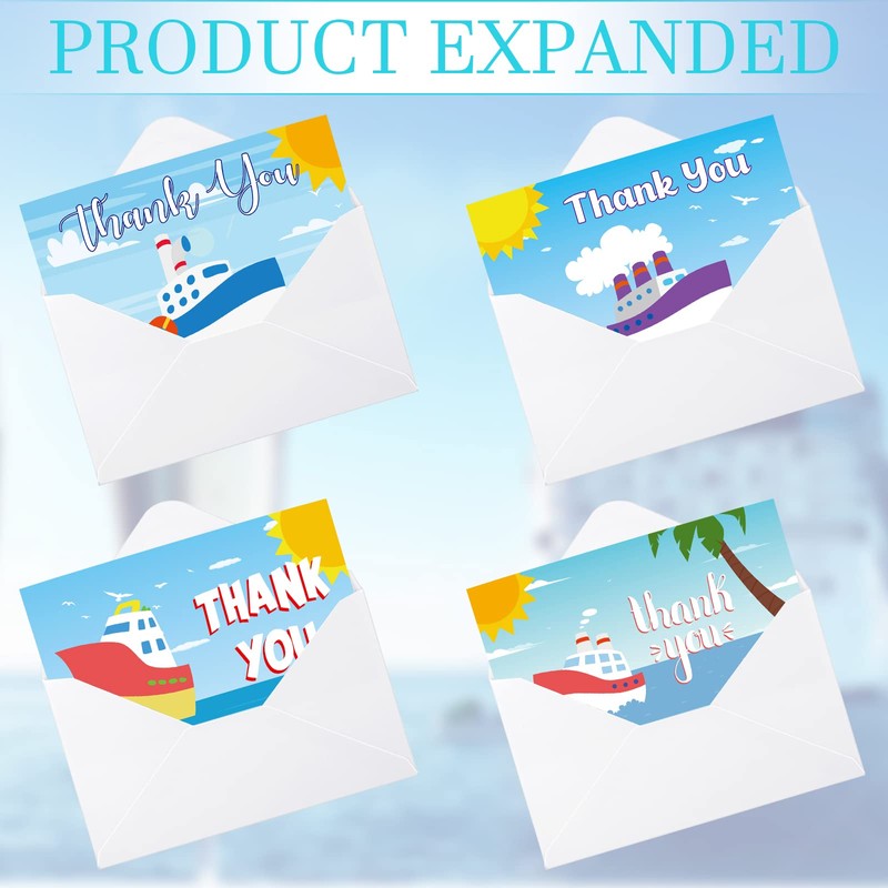 Epakh 12 Pack Cruise Thank You Cards with Envelopes, Nautical
