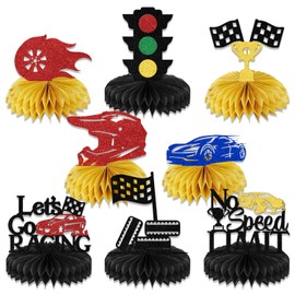 8 Pcs Racing Car Honeycomb Centerpieces, Racing Car Table Decorations, Car Theme Birthday Party Decorations, Racing Party Decor Supplies