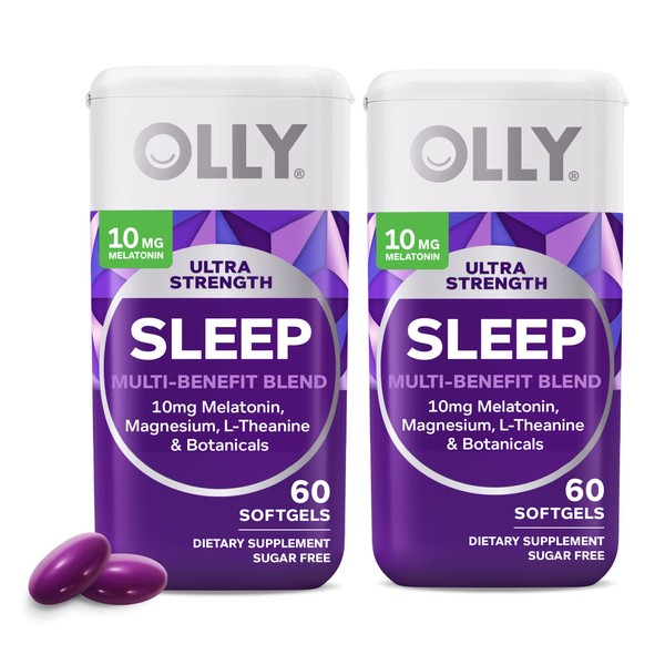 OLLY Ultra Strength Sleep Softgels, 10mg Melatonin, L-Theanine, Chamomile, Magnesium,