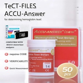 50 Hemoglobin Test Srtips Kit,Accu-Answer Strips for Accu-Answer 4-in-1 Meter, No Code Card Needed，