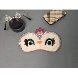 Hg kangqi Cartoon Owl Sleeping Mask Animal Sleeping Mask Blindfold Eye Cover Sleep Mask for Women Kids White,Large
