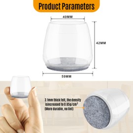 16 PCS Extra Large Chair Leg Floor Protectors with Felt, Chair Leg Caps, Floor Protectors for Chairs, Felt Chair Pads, Chair Leg Cups Covers, Bar Stool Leg Protectors (Fit 1.84-2.36" Clear)