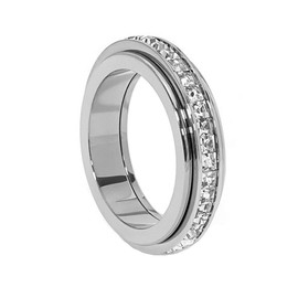 Pingyongchang Anxiety Rings Titanium Steel Spinner Fidget Band Rings for Women Ladies Cubic Zirconia Relieving Anxiety Wedding Promise Lucky Statement Rings-10
