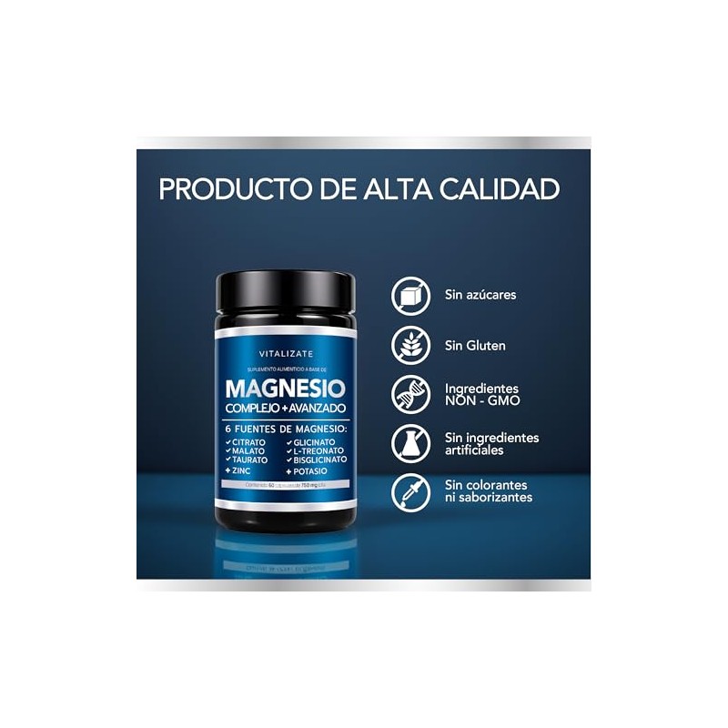 Magnesio Complex Elementos Potenciado Bisglicinato Citrato Treonato Malato Glicinato Más