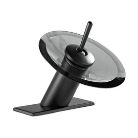 Bathroom Faucet Black Glass Spout Waterfall Single Handle One Hole Bath Sink Faucet Vanity Lavatory Basin Mixer Tap with Cover Plate Deck Mount Commercial