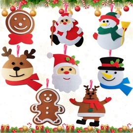 Giugio Pack of 8 Christmas Wreaths Craft Set, Christmas Felt Craft Set for Children, Christmas Decoration, Christmas Crafts, Children for Christmas Decoration, Winter, Girls, Boys