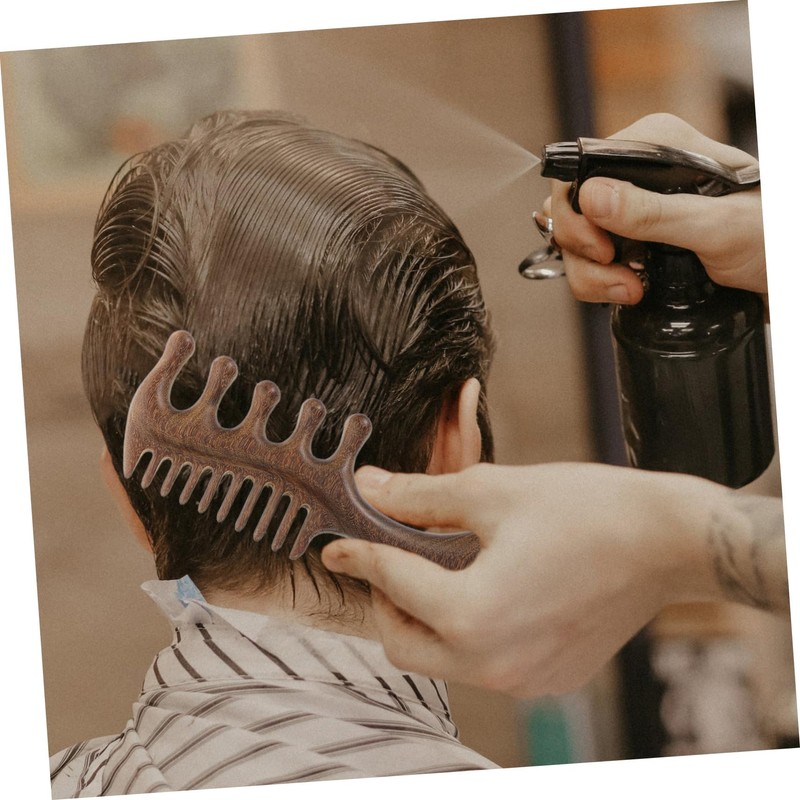 MERRYHAPY 2pcs Handmade Wooden Scalp Massager Comb Durable Wide Tooth