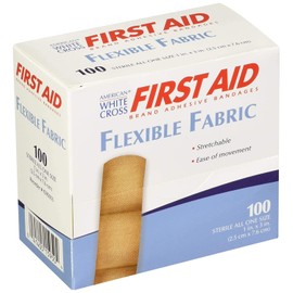 American White Cross First Aid Tan Fabric Adhesive Bandage Sterile 1 x 3" 100 per Box