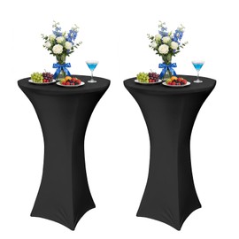 Seivunol 2 Packs Cocktail Table Cover, Stretch Tablecloths, 80Dx110H cm