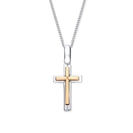 Old English Jewellers Sterling Silver & Yellow Gold Cross Pendant/Necklace - Choice of Chain (0)