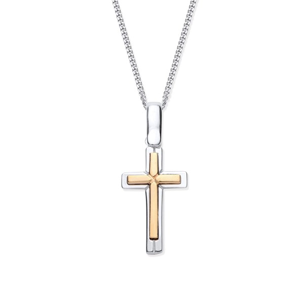Old English Jewellers Sterling Silver & Yellow Gold Cross Pendant/Necklace