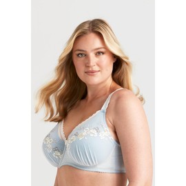 Miss Mary of Sweden Floral Sun Women's Luxury Unpadded Underwired Tulle Bra Dusty Blue