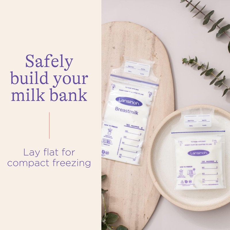 Lansinoh Breastmilk Storage Bags, 50 Count, Baby Essentials, Fast Freeze
