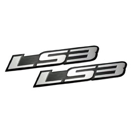 ERPART LS3 Embossed Silver on Black Real Aluminum Auto Emblem Badge Nameplate Compatible with GM General Motors Performance Chevy Corvette Camaro SS Pontiac G8 GXP Holden (Pack of 2)