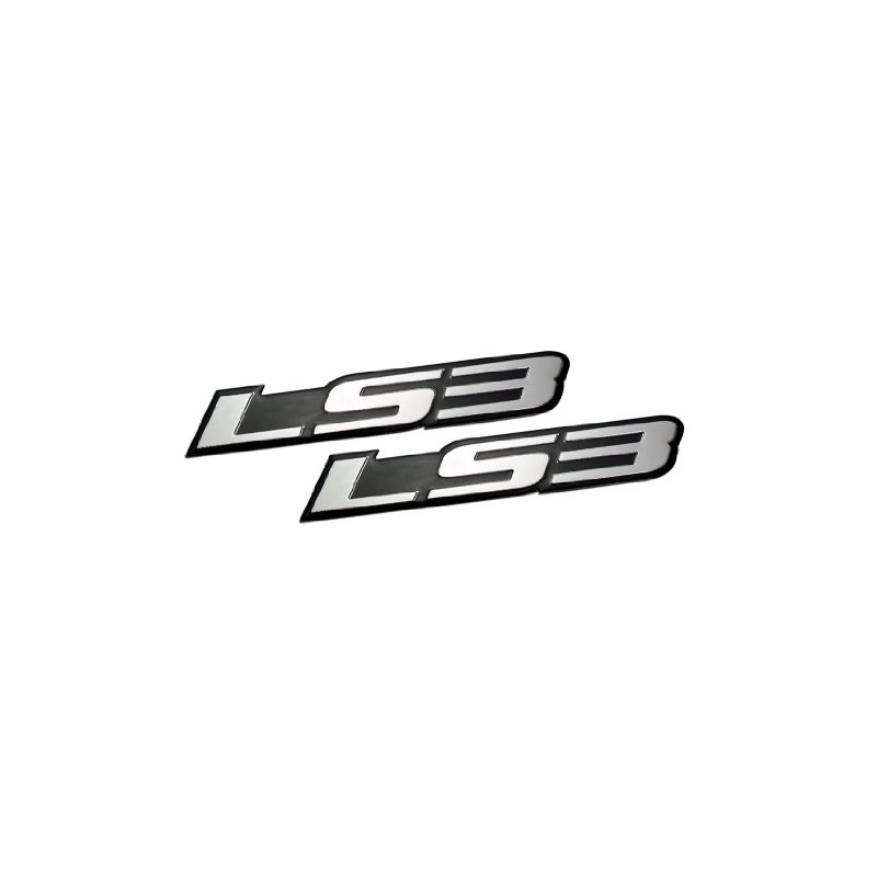 ERPART LS3 Embossed Silver on Black Real Aluminum Auto Emblem