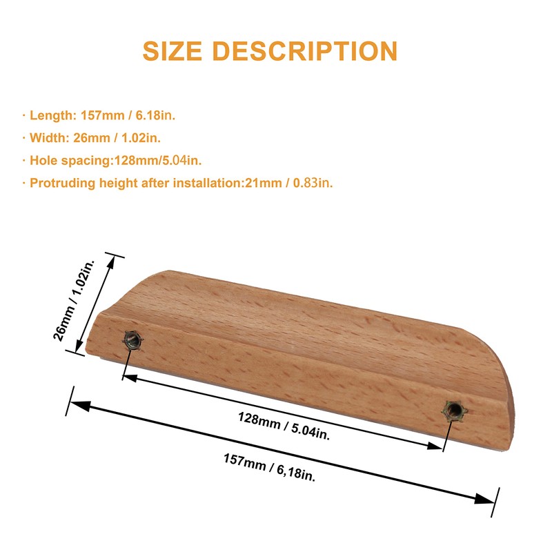 binifiMux 5” Wood Pulls, Wood Handles, Drawer Pulls, Wardrobe Pulls,