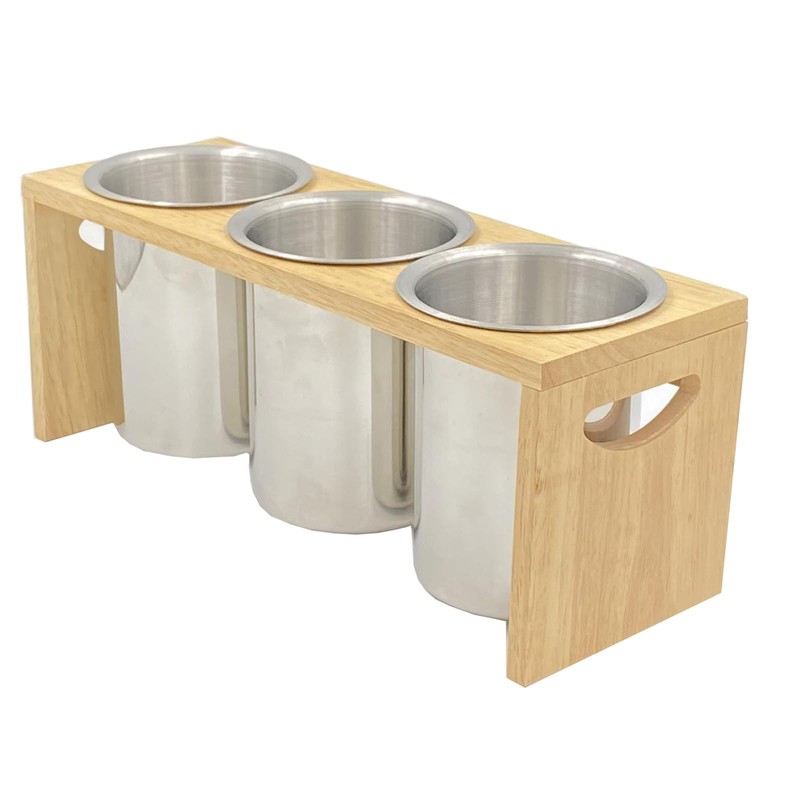 WSKC Flatware Caddy Stainless Steel Cutlery Holder with Wood Base,