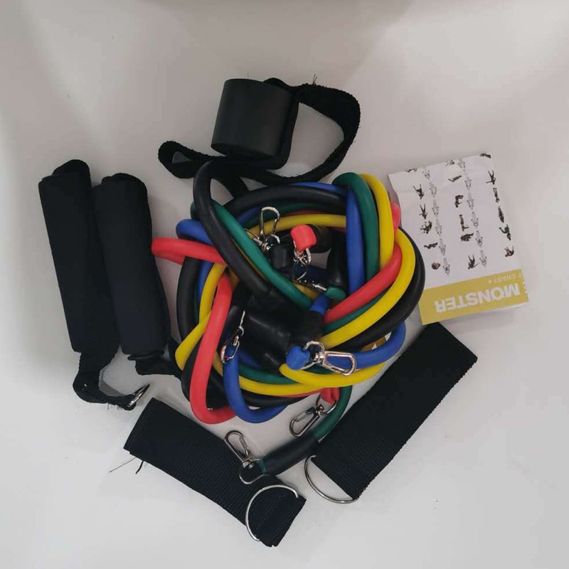 16PCS Exercise Tube Band 5 Colors TPE Stretchy Stackable Resistance