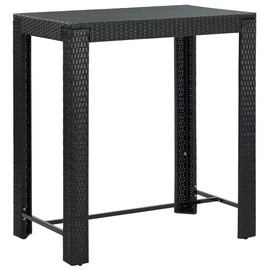 vidaXL Black Patio Bar Table, 39.4"x23.8"x43.5", Indoor-Outdoor Use, Durable PE Rattan Construction, Sturdy Powder-Coated Steel Frame, Modern Design Garden Furniture