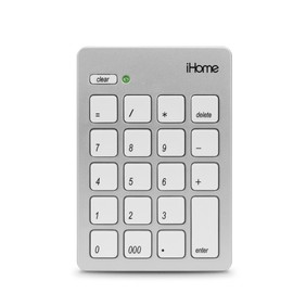 iHome Wireless Bluetooth 3.0 Slim Numeric Keypad Wide 20-Keys, Compact and Portable for Mac - Silver (IMAC-A201W)