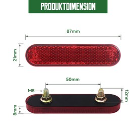 Aiyomi Pack of 2 87 x 21 x 8 mm Red Rectangular Reflector with Screws Rear Reflector Cat's Eye for Motorcycle Bicycle Multifunctional Scooter M5 Screws E4