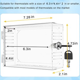 Universal Thermostat Lock Box with Key,Clear Large Thermostat Cover for Thermostat on Wall,Thermostat Guard Fits Thermostats 6.3 x 4.4 x 2 inches or Smaller