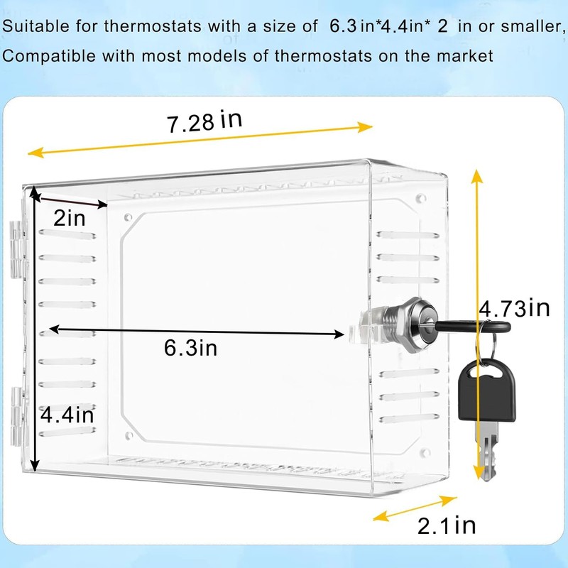 Universal Thermostat Lock Box with Key,Clear Large Thermostat Cover for