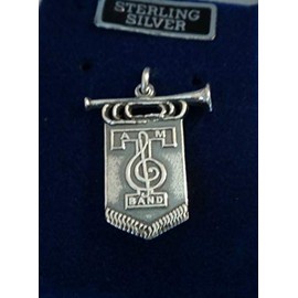 Sterling Silver 22x17mm ATM Texas A&M University Aggie Flag Bugle say Band Charm