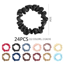 24 Hair Bobbles, Silk Hair Bobbles, Satin Hair Bobbles for Women, Silk Hair Bobbles for Women, Soft Hair Bobbles, Silk Hair Bobbles for Curly Hair, Mini Hair Bobbles