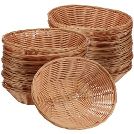 MOUYAT 20 Pack 9 x 6 x 2.3 Inch Oval Woven Bread Basket, Small Fruits Gifts Baskets, Empty Food Bread Baskets Bulk for Serving Kitchen Restaurant Organizing Festival Party Christmas Displays