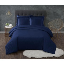 Truly Calm Duvet Set Navy Polyester 2-Piece Twin XL Duvet Set, Solid Color for Men and Women, Oeko-TEX Certified Confidence