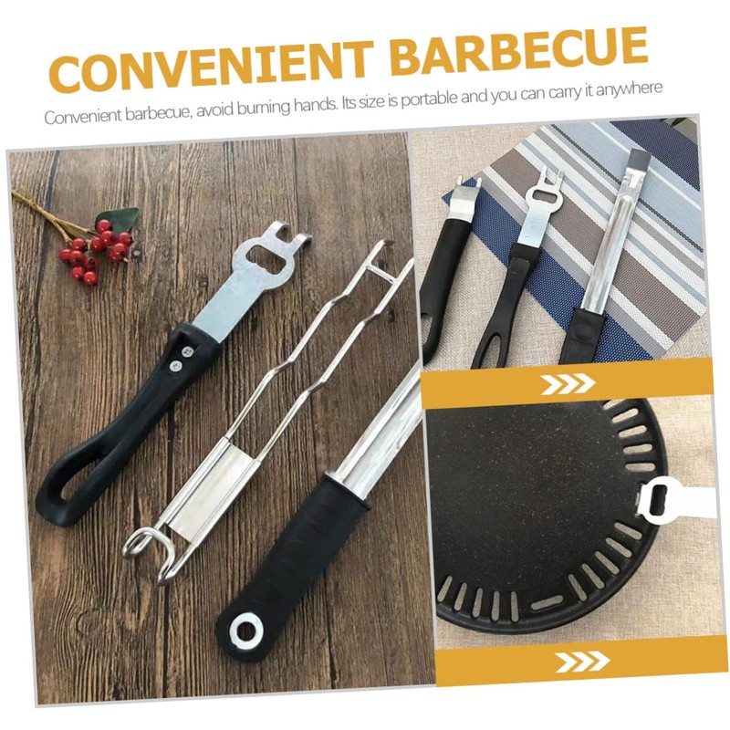 Sosoport Grill Plate Lifter Durable Stainless Steel Grate Clamp for