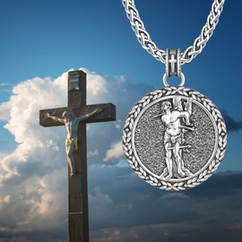 Saint Sebastian Necklace 925 Sterling Silver Patron Saint of Athletes Necklace for Baseball Football Basketball Sports Jewelry Gifts for Men