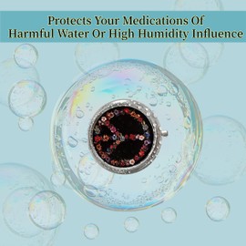 Renabro 3 Compartment Pill Organizer Metal Portable Circle Pill Box 3 Times a Day for Vitamin,Supplements 70s Peace Sign(70S)