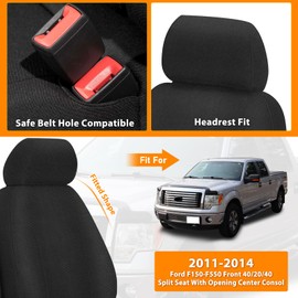 Kistrba Truck Seat Cover Compatible with 2011-2014 Ford F150-F550 Front 40/20/40 Split Seat with Opening Center Console and Integrated Center Seat Belt, Dutch Velvet Fabric