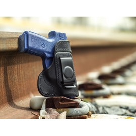 OUTBAGS USA LS3PM9 (Black-Right) Full Grain Heavy Leather IWB Conceal Carry Gun Holster for Kahr PM9 9mm. Handcrafted in USA.