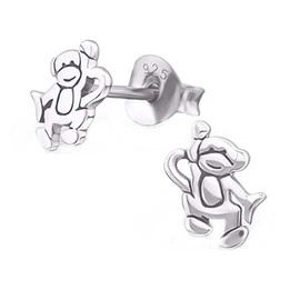 Monkey Earrings Sterling Silver (Tiny)