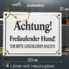 Sosenco Enamel Sign "Achtung! FREILAUFENDER Hund! Tor Bitte GESCHLOSSEN HALTEN!"