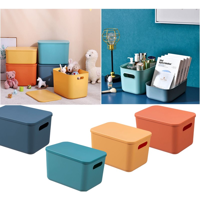HapiLeap Storage Boxes With Lids, Stackable Plastic Storage Baskets for