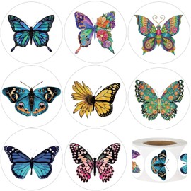Hohamn 600Pcs Butterfly Stickers Roll for Kids 1.5 Inch Butterfly Stickers Label for Kids Butterfly Party Favors Decoration Envelope Seals