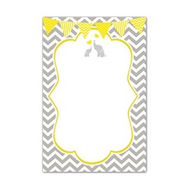 30 Blank Cards Invitations Thank You Cards Elephant Yellow Gray Birthday Party Baby Shower + 30 White Envelopes