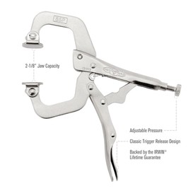 IRWIN Tools VISE-GRIP 18 The Original Locking C-Clamp with Swivel Pads (2” 50mm Clamping Gap)