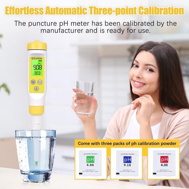 Homcoice pH Meter for Food, Digital Puncture pH Tester, High