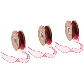 PATIKIL Organza Verdrahtetes Band, 3er Pack 1,6 Zoll x 10 Yard Organza Bänder Chiffon Bänder Schimmer für Basteln Blumenstrauß Geschenkverpackung Hochzeitsbögen, Rot