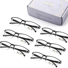 LUFF 6Pack Blue Light Blocking Reading Glasses Men Women-Ultra-Light Unbreakable Computer Readers-Comfort Fit with Spring Hinge, Anti Eyestrain(1.0X)