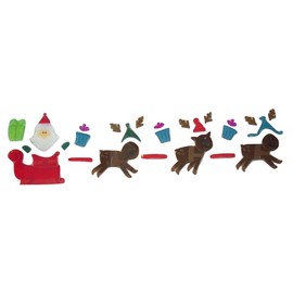 Impact Innovations Christmas Reusable Gel Window Clings, Santa's Sleigh with 3 Reindeer and Presents (27 Clings, 1 Sheet)