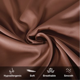 Mulberry Silk Pillowcase for Hair and Skin,Queen Size Cooling Silk Pillow Case with Hidden Zipper,Allergen Proof Dual Sides Soft Breathable Smooth Silk Pillow Cover for Women(Queen,Coffee)