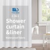 THAIGEE 2-in-1 Waterproof Fabric Shower Curtain or Liner,Linen Textured,Breathable TPU